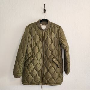 Avec Les Filles Women's Size Small Army Green Quilted Puffer Jacket New‎